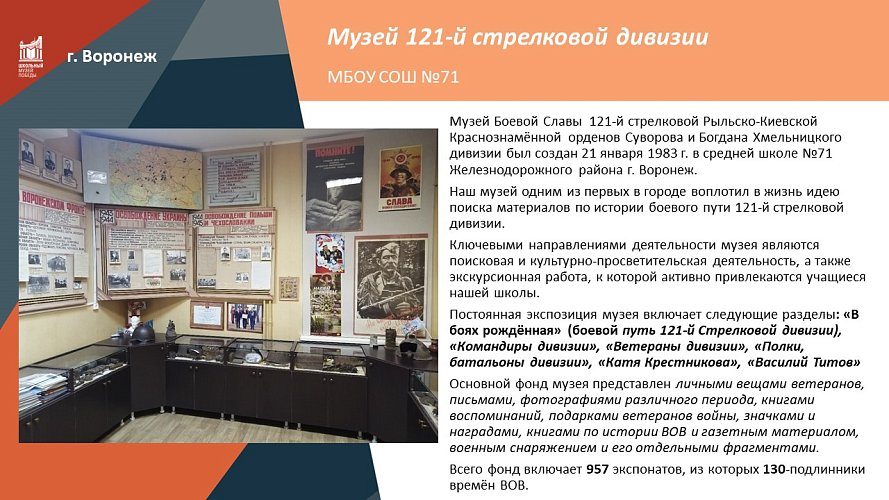«Подвиг 121-й стрелковой дивизии на Воронежской земле»